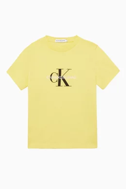 Buy Calvin Klein Yellow Logo Print Jersey T Shirt For UNISEX Online Ounass UAE