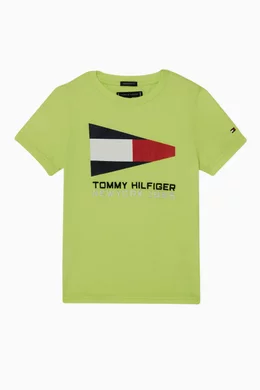 Buy Tommy Hilfiger Neutral Neon Sailing Logo Cotton T Shirt For Boys Online Ounass UAE