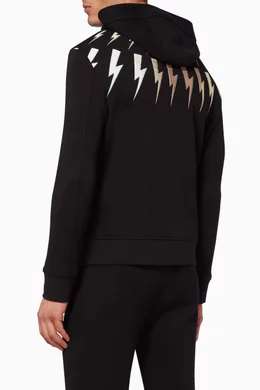 Buy Neil Barrett Black Golden Fair Isle Thunderbolt Hoodie For Men Online Ounass UAE
