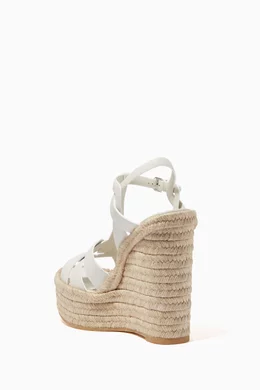 Buy SAINT LAURENT White Tribute 130 Wedge Espadrilles in Smooth Leather For Women Online Ounass UAE
