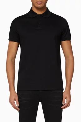 Buy SAINT LAURENT Black Monogram Polo Shirt in Cotton Pique For Men Online Ounass UAE