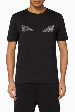 Buy Fendi Black Bag Bugs Eyes Cotton T Shirt For Men Online Ounass UAE