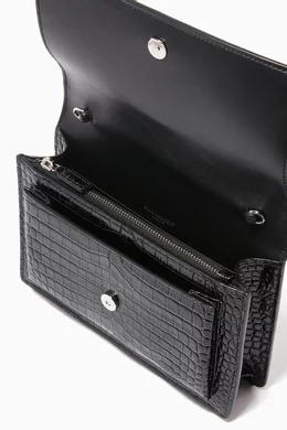 Sunset chain wallet in black and white leather cheap