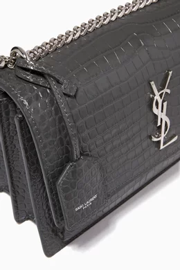 Ysl grey croc bag discount