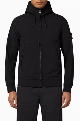 Buy Stone Island Black Soft Shell Hooded Jacket For Men Online Ounass UAE