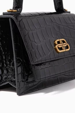 Buy Balenciaga Black Sharp XS Satchel Shoulder Bag in Shiny Crocodile Embossed Calfskin For Women Online Ounass UAE