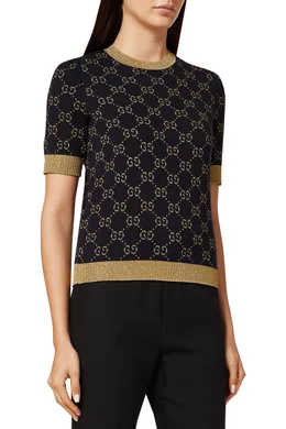 Buy Gucci Blue GG Cotton Lame Top For Women Online Ounass UAE