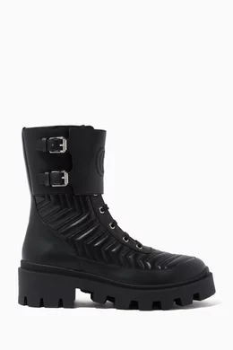 Gucci leather combat boot discount