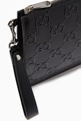 Buy Gucci Black GG Pouch in Embossed Leather For Men Online Ounass UAE