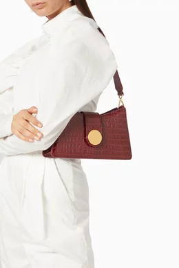 Buy Elleme Burgundy Baguette Bag in Croco Embossed Leather For Women Online Ounass UAE