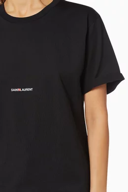 Buy SAINT LAURENT Black SAINT LAURENT Logo T Shirt For Women Online Ounass UAE