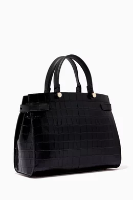 Buy Furla Black Furla Lady M Tote Bag in Croc Embossed Leather For Women Online Ounass UAE
