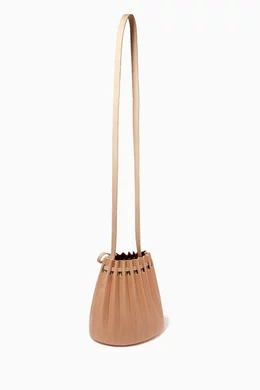 Buy Mansur Gavriel Neutral Mini Pleated Bucket Bag in Vegetable Tanned Leather For Women Online Ounass UAE