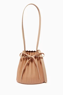 Vegetable tanned pleated bucket bag clearance