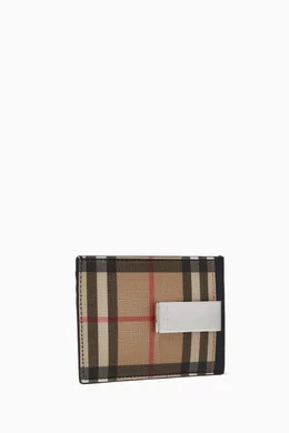 Buy Burberry Neutral Money Clip Card Case in Vintage Check