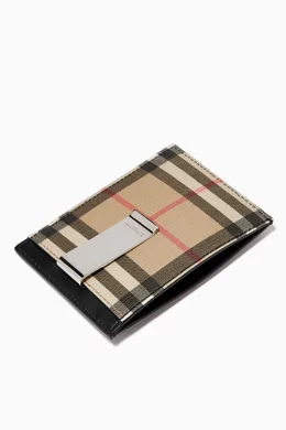 Buy Burberry Neutral Money Clip Card Case in Vintage Check