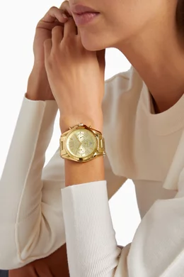 Buy Michael Kors Gold Bradshaw Oversized Quartz Chronograph Watch For Women Online Ounass UAE