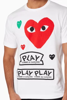Buy Comme des Garcons PLAY White Graphic Logo Print Cotton T Shirt For Men Online Ounass UAE