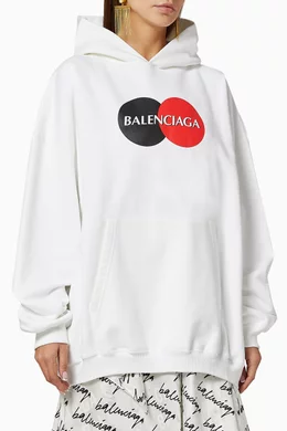 Buy Balenciaga White Uniform Logo Oversized Hoodie in Curly Fleece For Women Online Ounass UAE
