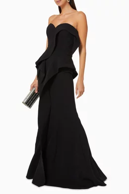 Buy Jovani Black Flounce Strapless Gown For Women Online Ounass UAE