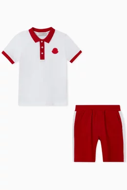 Buy Moncler Enfant White Polo Shirt Shorts Set For Boys Online Ounass UAE