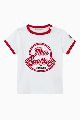 Buy Moncler Enfant White Fire Surfing Graphic T shirt in Cotton For Baby Boys Online Ounass UAE