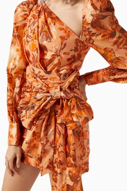 Buy Acler Orange Charlotte Floral Dress For Women Online | Ounass UAE