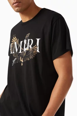 Buy Amiri Black Eagle Print Cotton T-Shirt For Men Online