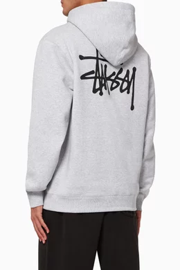 Buy Stussy Grey Basic Logo Jersey Hoodie For Men Online Ounass UAE