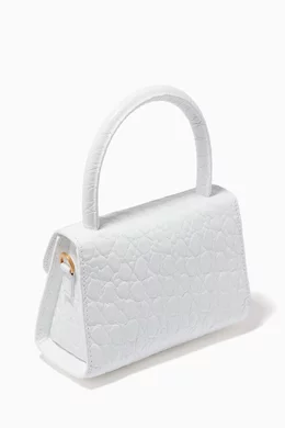 Buy BY FAR White Mini Bag in Circular Croco Embossed Leather
