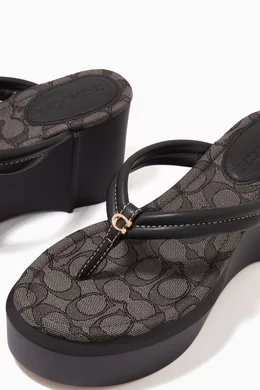 Buy Coach Black Franki Platform Flip Flops in Leather