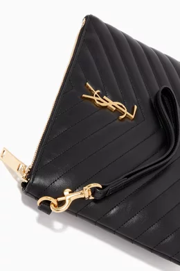 Buy SAINT LAURENT Black Monogram A5 Pouch in Matelasse Leather For Women Online Ounass UAE