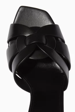 サンダル・ミュール Saint Laurent Black Leather Tribute 85 Mules SAINT LAURENT Tribute Slide 85 Mules 37.5 Black 1438265