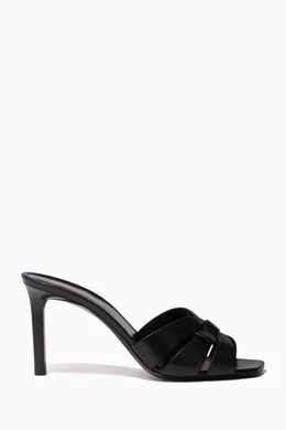 サンダル・ミュール Saint Laurent Black Leather Tribute 85 Mules SAINT LAURENT Tribute Slide 85 Mules 37.5 Black 1438265