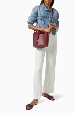 Buy Lacoste Red Chantaco Drawstring Bucket Bag in Matte Pique Leather For Women Online Ounass UAE