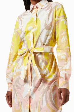 Buy Emilio Pucci Pink Tropicana Print Shirt Dress in Cotton Poplin For Women Online Ounass UAE