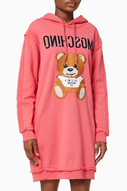 Buy Moschino Pink Inside Out Teddy Bear Hoodie Dress in Cotton For Women Online Ounass UAE