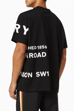 Buy Burberry Black Horseferry Print Oversized T shirt in Cotton For Men Online Ounass UAE