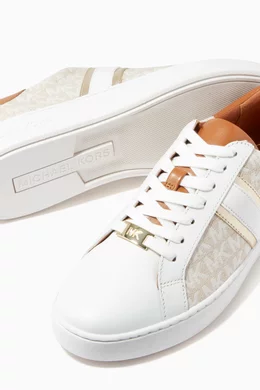 Buy Michael Kors Neutral Keaton Stripe Sneakers in Logo Canvas Leather For Women Online Ounass UAE