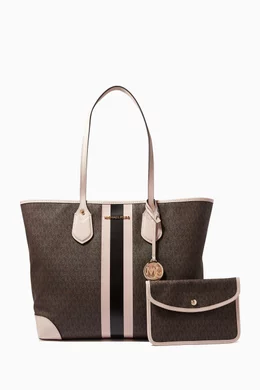 Buy Michael Kors Brown Large Eva Tote Bag in Logo Canvas Leather For Women Online Ounass UAE