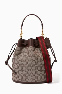 Buy Coach Brown Field Bucket Bag in Signature Jacquard For Women