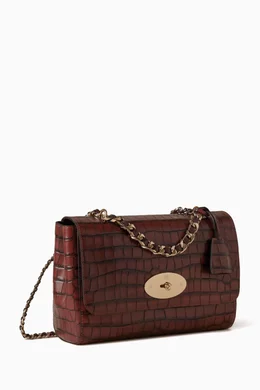 Buy Mulberry Brown Medium Lily Top Handle Bag in Vintage Croc embossed Leather For Women Online Ounass UAE