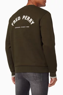 Buy Fred Perry Green Arch Branded Sweatshirt in Fleece Jersey For Men Online Ounass UAE