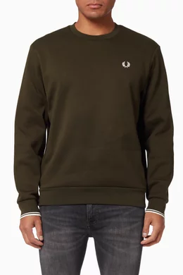 Buy Fred Perry Green Arch Branded Sweatshirt in Fleece Jersey For Men Online Ounass UAE
