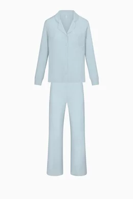 Buy SKIMS Blue Soft Lounge Rib Sleep Set For Women Online Ounass UAE