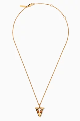 Buy Chloé Gold Alphabet Pendant Necklace in Brass For Women