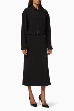Buy Elisabetta Franchi Black Trench Coat in Ottoman Knit Fabric For Women Online Ounass UAE