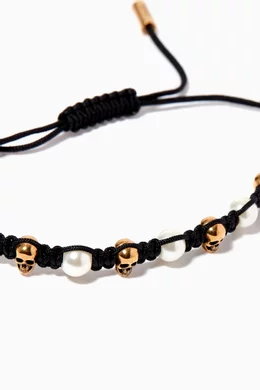 Buy McQueen Black Skull Pearly Friendship Bracelet For