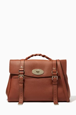 Buy Mulberry Brown Oversized Alexa Satchel Bag in Heavy Grain Leather For Women Online Ounass UAE
