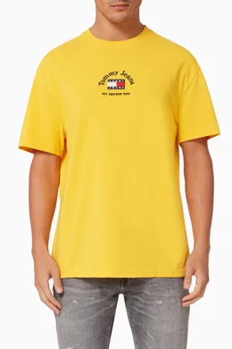 Buy Tommy Jeans Yellow Badge T Shirt in Jersey For Men Online Ounass UAE